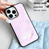 Чехол для телефона из эпоксидной смолы, совместимый и подходящий для huawei iPhone15 14 13/12/11promax/xsmax/xr 7/8plusSE, розовый клетчатый бант