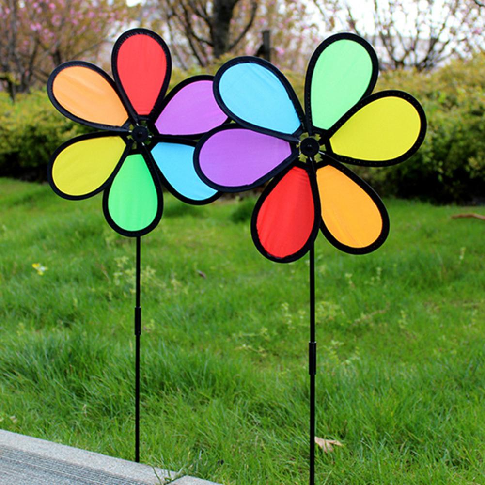 6pc Flower Wind Spinner Garden Yard Decoration 52cm Colorful Lawn Pinwheel Garden Windmill Standing Pinwheel Wind Stakes Spinner