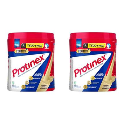 Protinex Сливочный Ванильный Протеиновый Напиток для Взрослых 400 г Банка Упаковка из 2 шт. С 25 Жизненно Важными Питательными Веществами Для Силы Иммунитета И Активного Образа Жизни