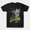 Мужская черная футболка с принтом Kitty Kong, без выреза, термотрансферная печать, хлопковая футболка