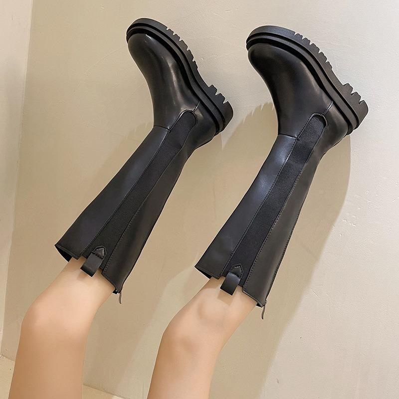 Women's Knee High Boots High Quality Casual Leather Boots Fashion Long Tube Platform Boots Women Western Knight Boot Botas Mujer