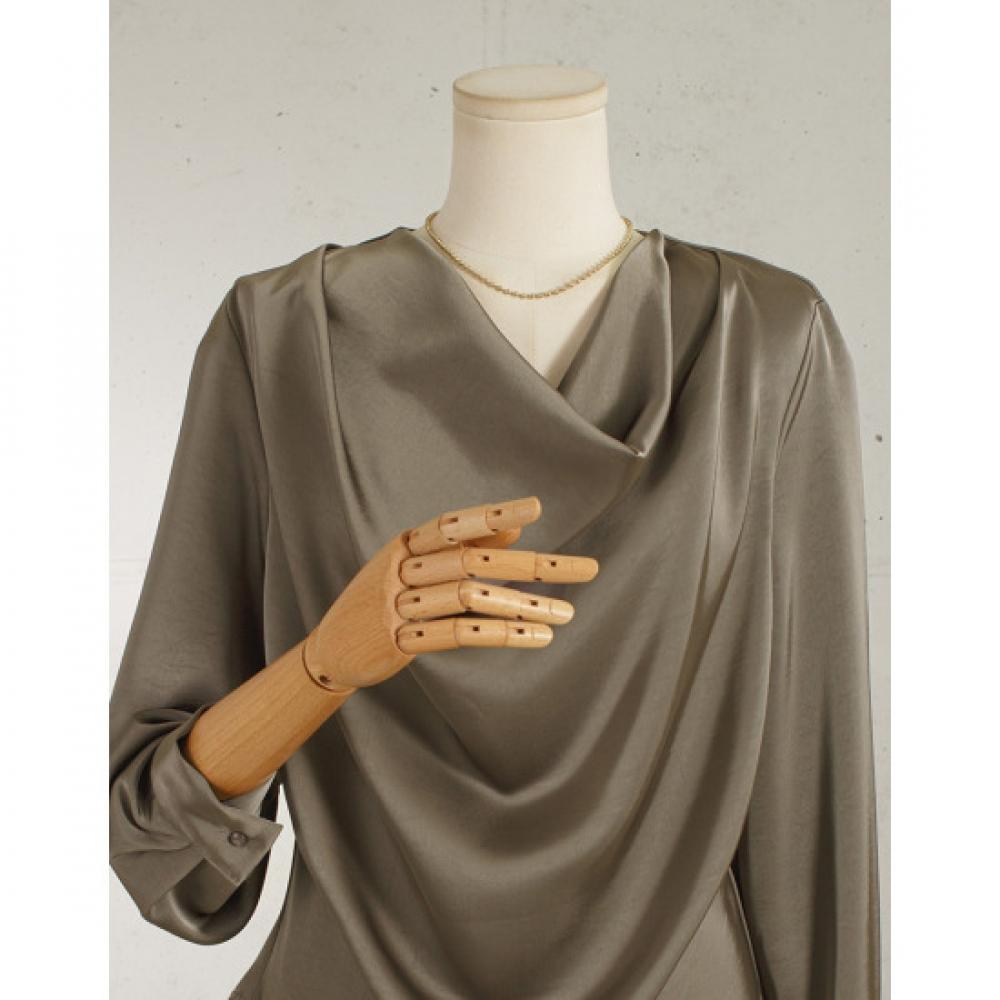 Win Elegance Satin Drape Neck Blouse