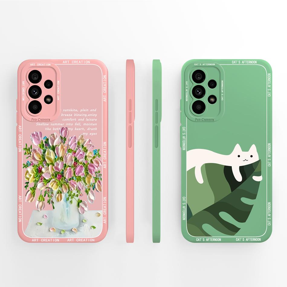 Забавный чехол для Samsung A73 Эстетичный мягкий жидкий силикон Funda для задней крышки телефона Samsung Galaxy A73 5G с защитой камеры