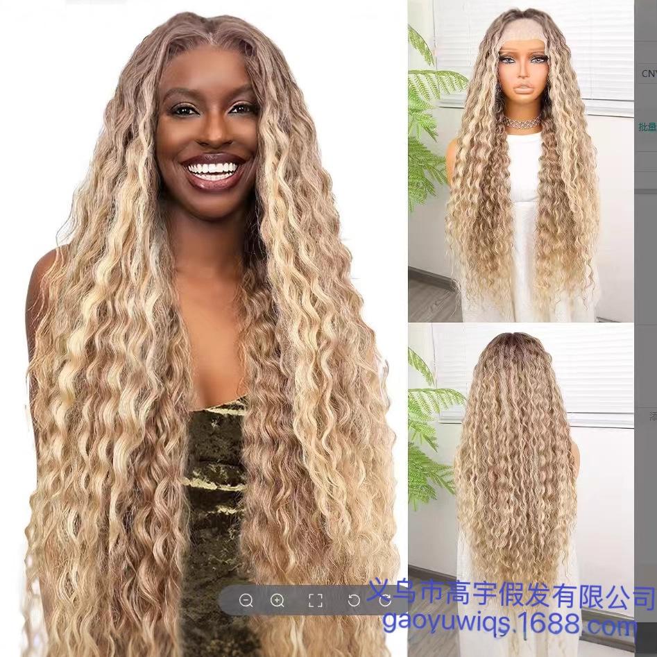 Front lace wig, orange female medium length, fluffy natural fashion full hair set in stock.