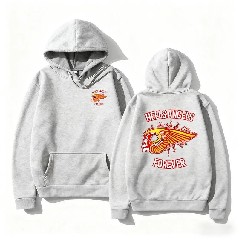 Hells Angels Brotherhood Мотоклуб Винтажное Худи Новое Мужское Женское Свитшот Унисекс Уличная Одежда Хип-Хоп Осень Зима Топы Одежда
