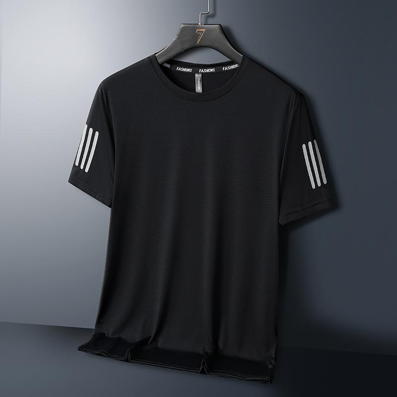 Men's Summer T-Shirt Solid Color Sports Round Neck Short-Sleeve Shirt Comfortable Casual Breathable Quick-Dry Tee
