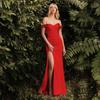 Красный темперамент Трейлер Одна линия шеи Свадебное вечернее платье Платье Темпераментная юбка