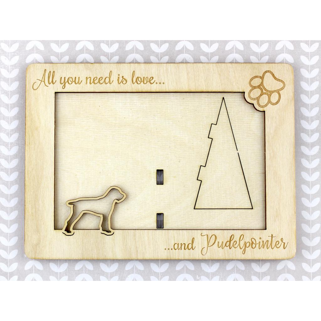 Pudelpointer – Photo frame, engraved wooden frame | Art-Dog