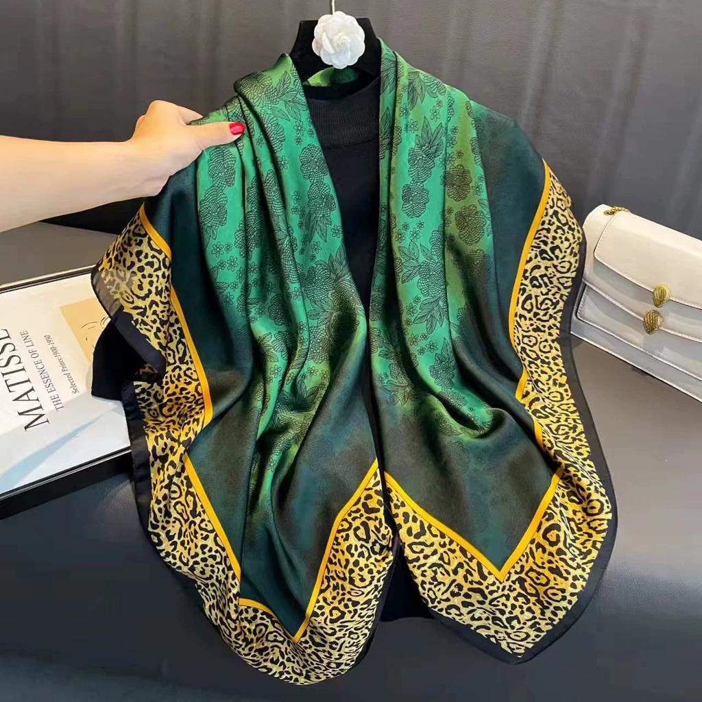 110cm Large Sqaure Scarf Printed Imitation Silk Scarf Women's Hadscarf