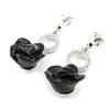 Les Trésors De Lily [J3115] - Серебряные серьги Rose Noire с черным родиевым покрытием - 28x11 мм