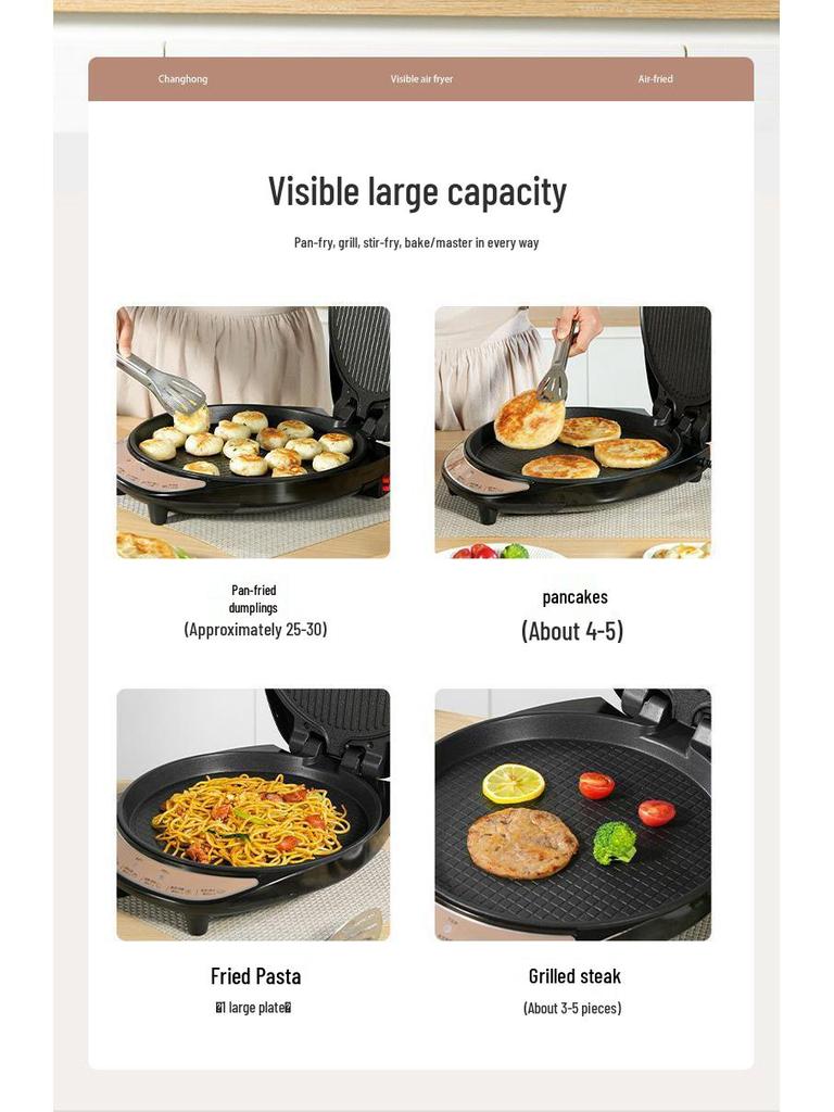 Electric Griddle with Increased Depth: Double-Sided Heating Pan for Frying, Grilling, Baking, and Pancake Making