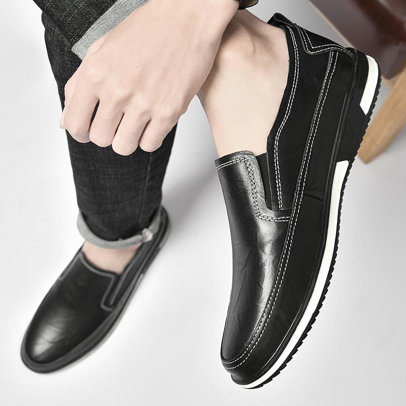 Весенняя мужская модная и удобная повседневная кожаная обувь с носком, классические стили, мужская деловая повседневная спортивная кожаная обувь