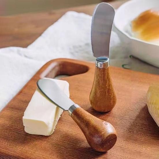 Вертикальный нож для масла с ручкой из массива дерева, нержавеющая сталь, шпатель для сыра для тостов, джема, нескользящий инструмент для намазывания арахисового масла
