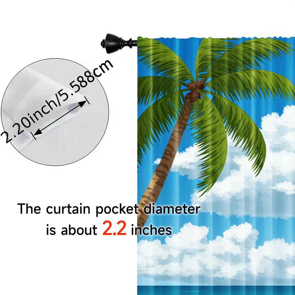 2pcs spring summer Curtains Hawaii Beach Ocean Art Digital Print Drapes Fabric Home Decor Perfect for Bedroom Living Room