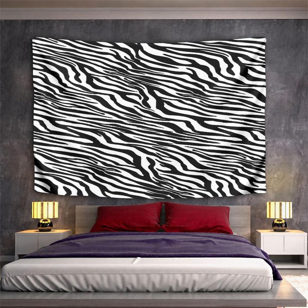 Zebra Print Black and White Pattern Pattern Wall Hanging Tapestry Decorative Tapestry Home Decor for Bedroom and Living Room