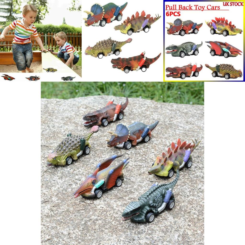 Яркий набор игрушечных машинок-динозавров с инерционным механизмом для детей с эффектом бумеранга