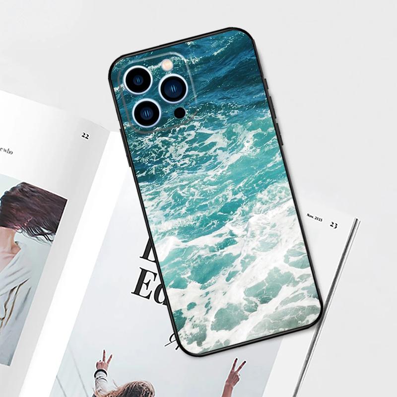 Синий чехол Sea Ocean Waves для iPhone 15 14 13 12 11 Pro Max Mini Cover X XR XS SE 8 7 14 15 Plus Аксессуары