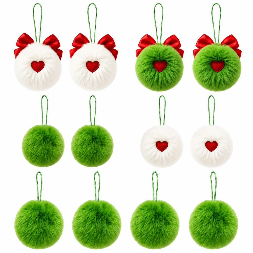 6PCS Plush Balls Christmas Tree Hanging Ornament Fluffy Ball Hanging Ornaments Christmas Tree Decor