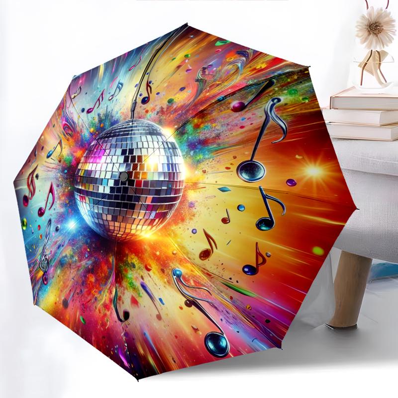 1PC Musical notes Umbrella Portable Folding Umbrella Iron Frame Hole Bone Structure Outdoor Home Umbrella A4