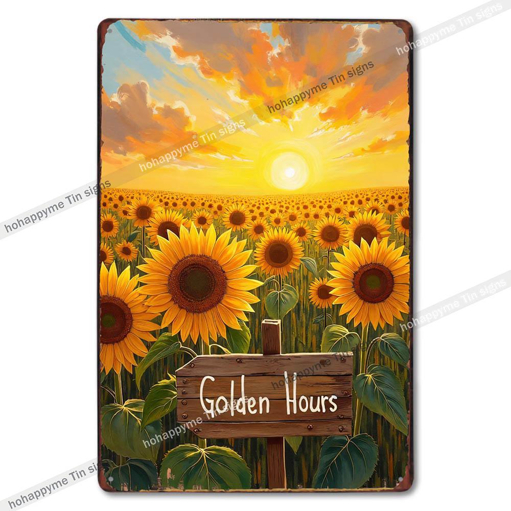 Retro Floral Metal Tin Signs Home Decor Wall Art Garden Farmhouse Country Kitchen Bathroom Living Room