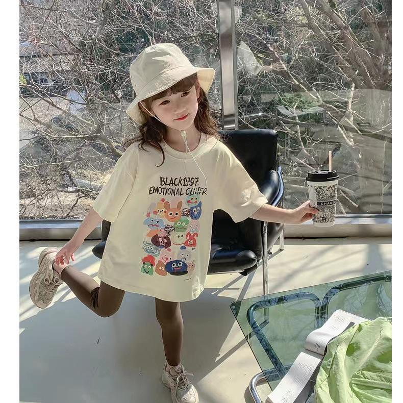 2024 Летняя футболка с коротким рукавом для девочек в корейском стиле - Модная детская футболка