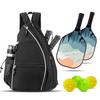 Pickleball Paddle Backpack Mesh Pocket Adjustable Strap Waterproof Oxford Cloth Outdoor Sports Badminton Table Tennis Racket Storage Bag