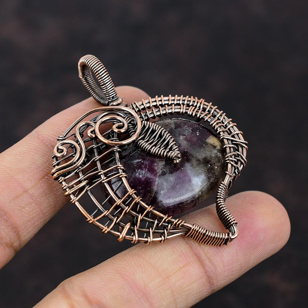 Pink Tourmaline Pendant Copper Wire Wrapped Pendant Handmade Ethnic Jewelry Women Pendant Copper Wire Wrap Jewelry Gemstone Pendant For Gift