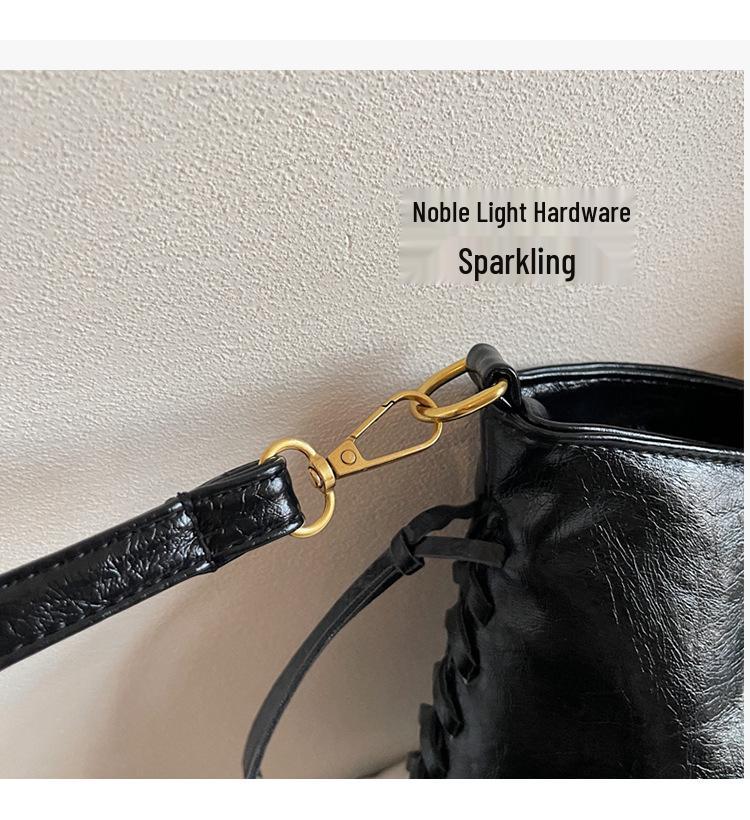 Women's Retro Large-Capacity Shoulder Tote - European & American Style Versatile Handbag with Drawstring