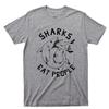 Sharks Eat People T Shirt Funny Jaws Teeth Fin Attack Ocean Swimming Tattoo Tee