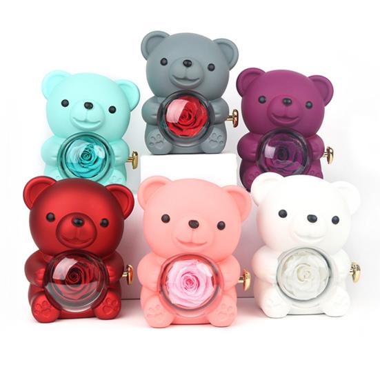 Подарочная коробка с консервированным медведем-обнимашкой и сумочкой, вечный цветок, вращающийся держатель для украшений в виде медведя для женщин на День святого Валентина
