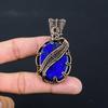 Драгоценный камень лазурит из чистой медной проволоки, завернутый в кулон ручной работы, ювелирный подарок для нее