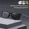 Multifocal Photochromic Presbyopia Glasses Small Square Business Reading Glasses Anti Blue Light Color Changing Eyewear