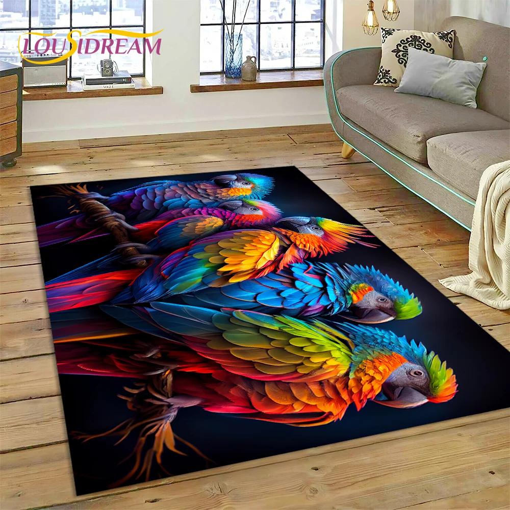 Cute Dream Birds Parrot Peacock Cartoon Rug Carpet for Living Room Bedroom Decor,floor Mat Non-slip Decoration for Sofa Doormat