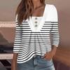 Women's Fashion Casual Long Sleeve Shirt Geometry Printed Button V Neck Up Tops
