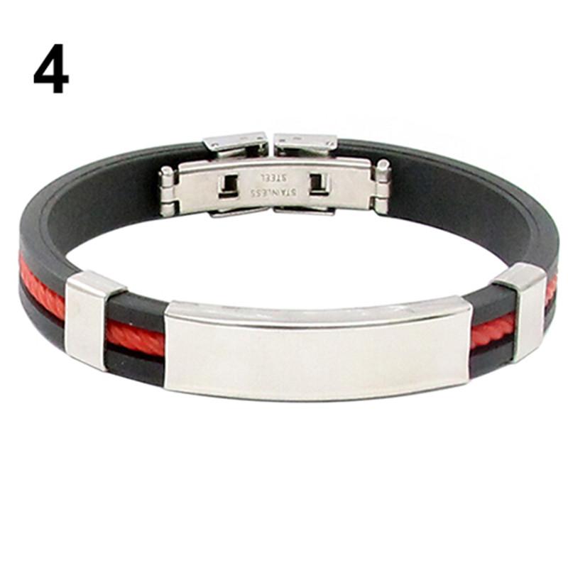 Мужской панк резиновый браслет из нержавеющей стали с застежкой-манжетой, браслет-манжета Nice AVE