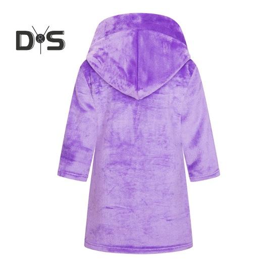 Фланелевый халат с капюшоном и завязкой на талии для девочек, мягкий пушистый банный халат для детей, теплый банный халат с принтом, капюшоном и карманами