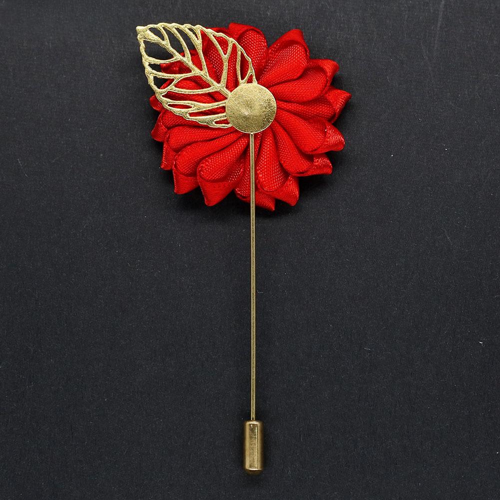 Luxury Crystal Pearl Groomsmen Boutonniere Wedding Corsage Men Brooch Pin Red Burgundy Flower Groom Bridal Boutonnieres