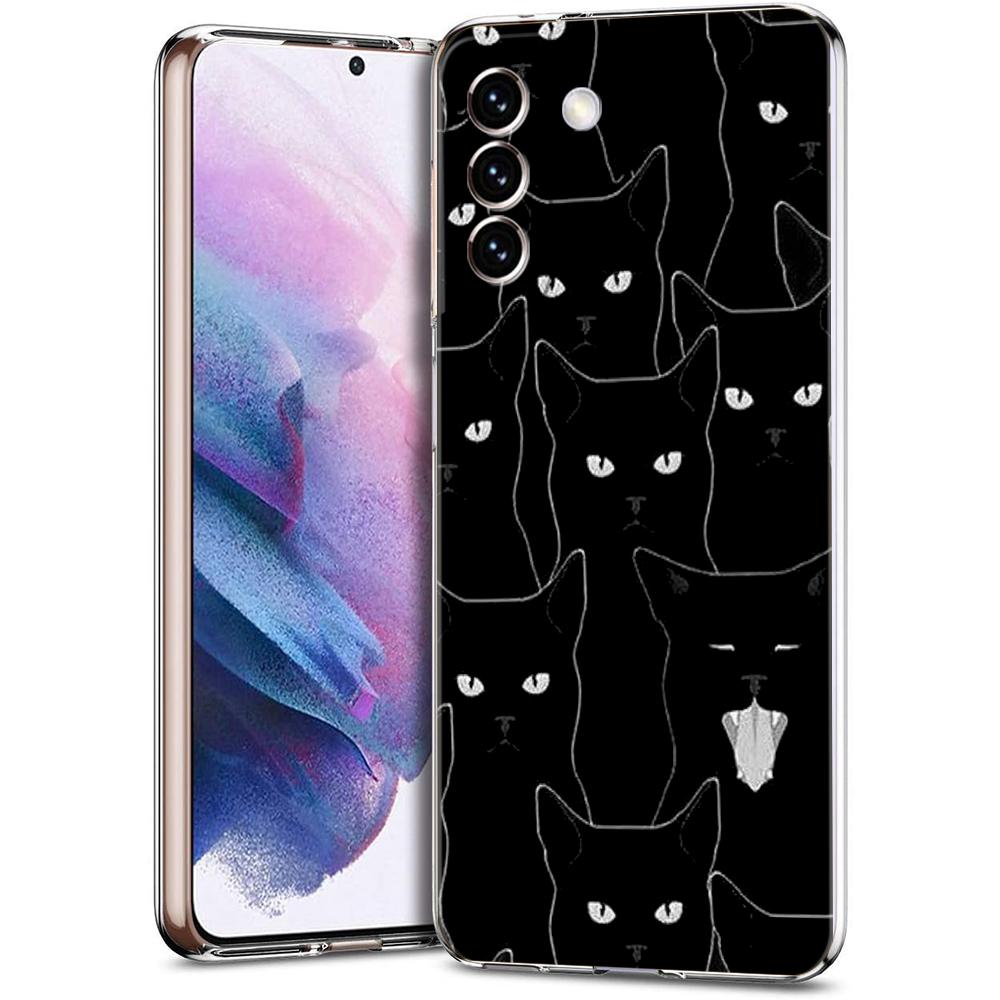 Милый чехол для телефона с рисунком черного кота для Samsung Galaxy S24 Plus S23 S22 S21 S20 FE Ultra 5G S10 S10E S9, мягкий прозрачный силиконовый чехол