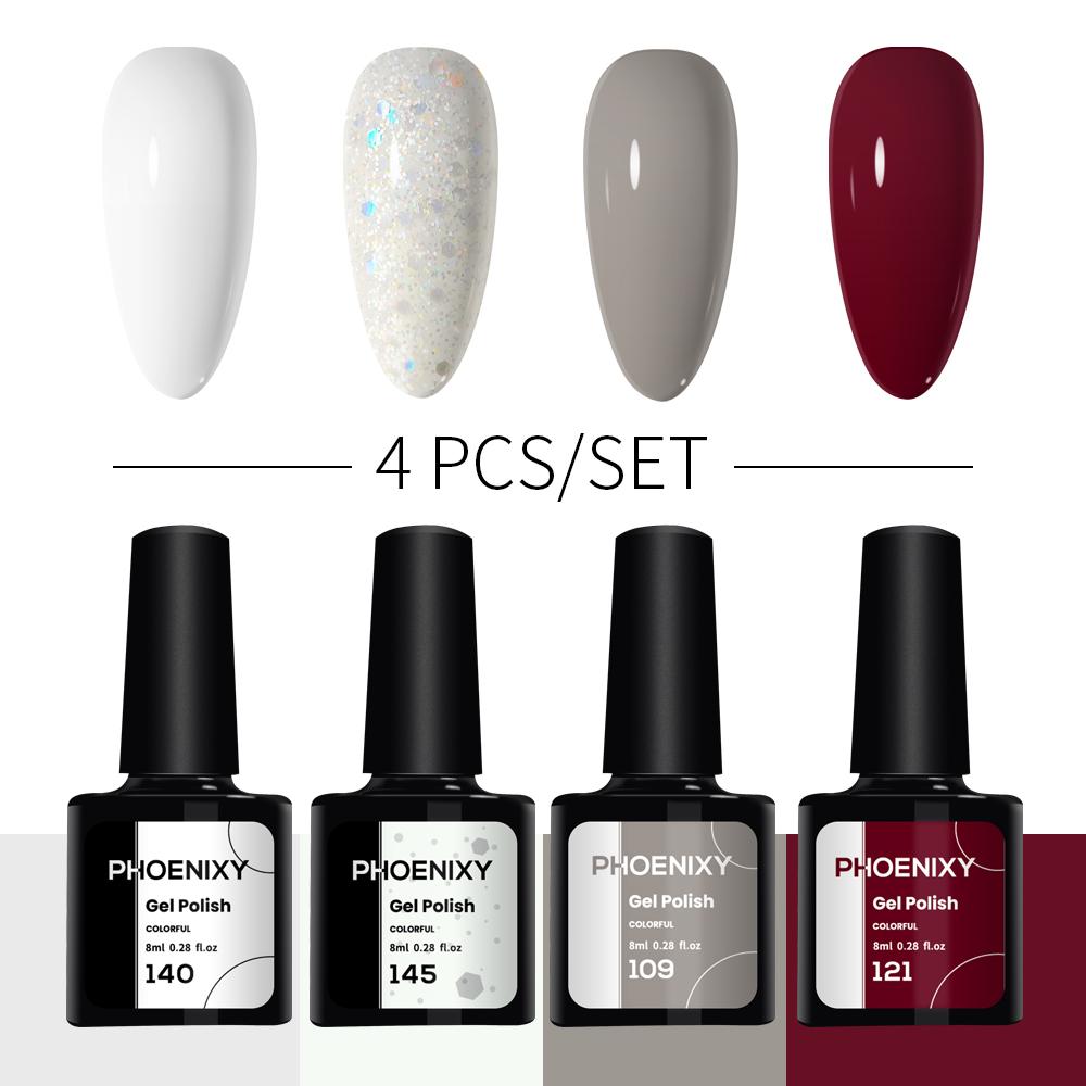 Набор лаков для ногтей PHOENIXY, 4/6/8/10 шт., гибридный полупостоянный светодиодный гель-лак для замачивания, все для маникюра, набор лаков для ногтей