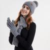 Yousheng Women's Winter Hat Scarf Gloves Set Faux Fur Pompom Ball Knitted Cap Long Scarf Touch Screen Gloves Set for Cold Weather