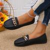 Women's Flat Shoes Autumn New Round Head Mid-mouth Metal Chain Anti-slip Wear-resistant Soft Bottom Low-top Shoes