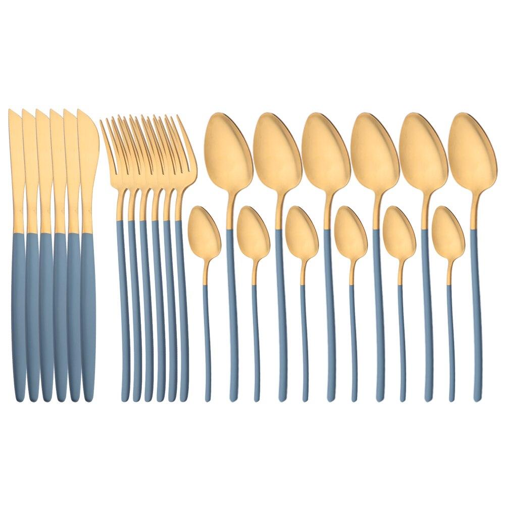 24Pcs Tableware Set for 6 Pink Matte 304 Stainless Steel Dinnerware Set Gold Dinner Cutlery Spoon Fork Knife Western Flatware