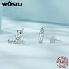 WOSTU Серьги-гвоздики из стерлингового серебра 925 пробы с милым котом, висячие серьги для женщин, подарок на день рождения для милых девушек, праздничные вечерние украшения