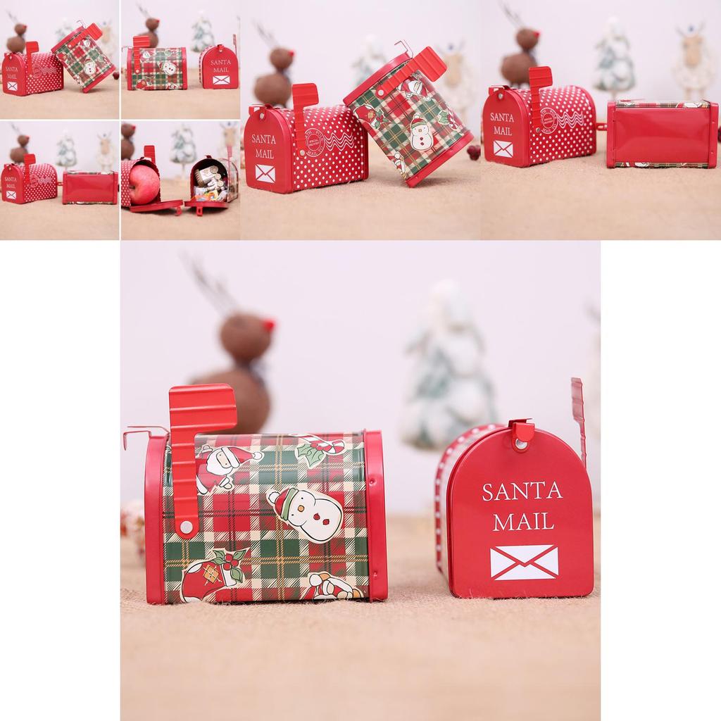 Праздничный Рождественский Железный Почтовый Ящик Подарочная Коробка Очаровательная Жестяная Банка с Мультяшным Клетчатым Стилем для Детей