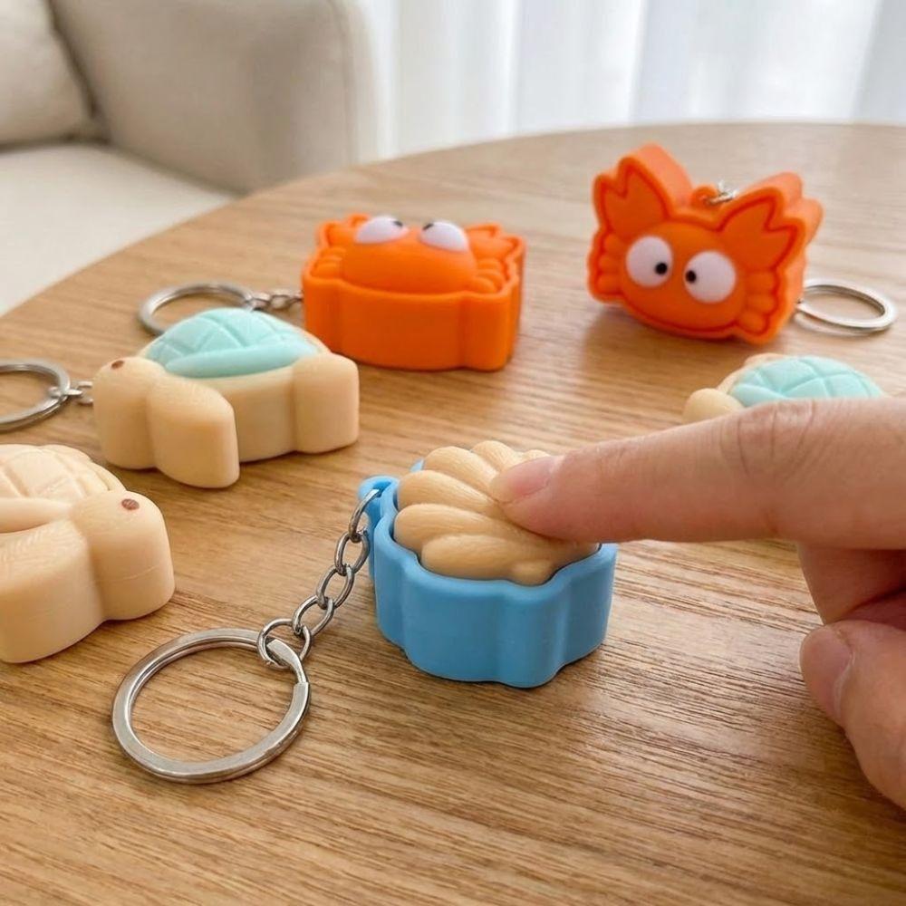Mini Turtle Clicker Keychain Cute Animal Fidget Sensory Toy Button Clicker Keyring Venting Toys
