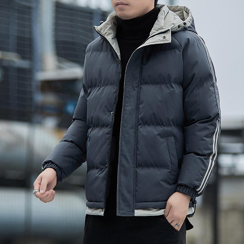 Толстая повседневная мужская куртка Зимняя модная куртка с пуховой подкладкой из хлопка Утолщенная свободная куртка с капюшоном с пуховой подкладкой из хлопка Мужская куртка с пуховой подкладкой из хлопка