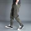 Men's Spring and Fall Loose Drawstring Work Pants with Large Pockets Casual Jogging Pants