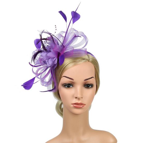 Feather Mesh Solid Color Fascinator Hat Hair Clip Women Cocktail Wedding Party Bridal Hat Fascinator Hair Accessories