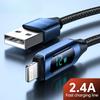 2.4A USB-кабель для iPhone 14 13 12 11 Pro Max XR 8 7 Plus LED цифровой дисплей быстрая зарядка USB-кабель для IOS для зарядки IP