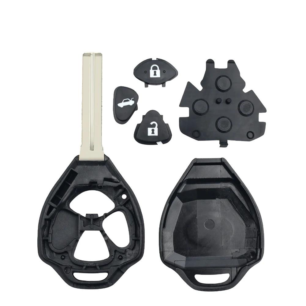 KEYYOU Replacement 3 Button Remote Car Key Shell Case Fob For Toyota Crown Entry Key Case Housing TOY43 /TOY48 Uncut Blade